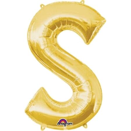 ANAGRAM 35 in. Letter S Gold Supershape Foil Balloon 78427